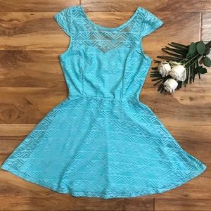 Geometric Lace Skater Dress Seafoam Green Like New